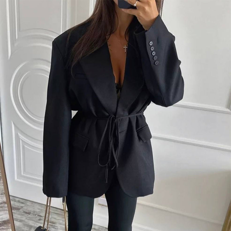 Damen modischer Blazer mit taillierbarem Gürtel R&B