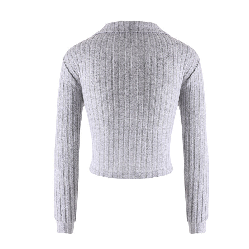 Damen Strickpullover mit klassischem Kragen und Rippstruktur R&B