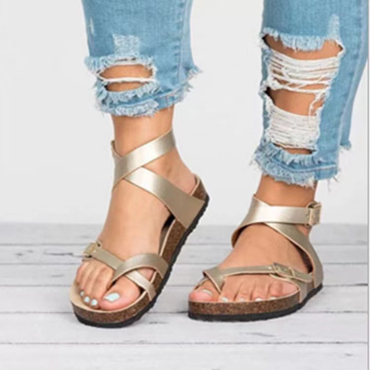 Damen komfortable Riemchensandalen mit verstellbarem Schnallenverschluss und gepolsterter Innensohle R&B