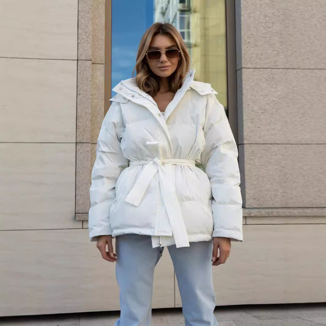 Damen Wattierte Jacke mit Kapuze und seitlichen Taschen R&B
