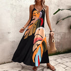 Damen Sommerliches Maxikleid mit buntem Blattdruck R&B