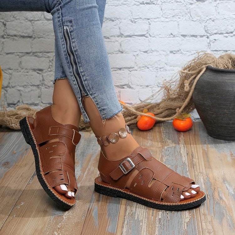 Damen Komfortable Riemchen-Sandalen mit verstellbaren Schnallen R&B