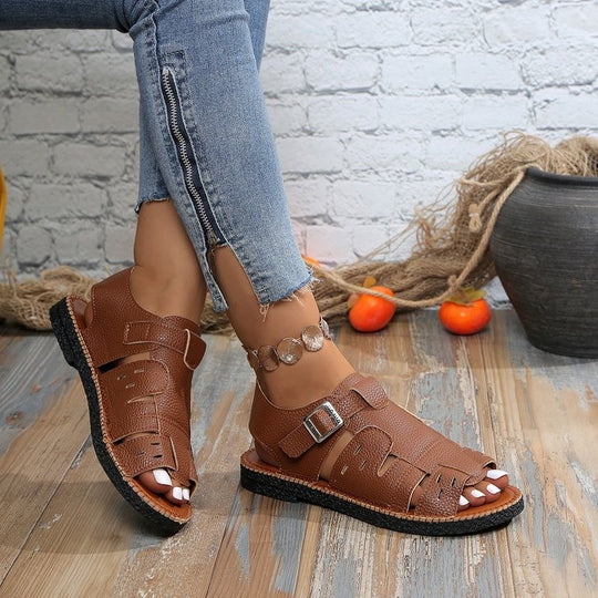 Damen Komfortable Riemchen-Sandalen mit verstellbaren Schnallen R&B