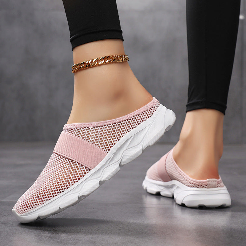 Damen Bequeme Netz-Sneaker mit elastischem Riemen und atmungsaktiver Sohle