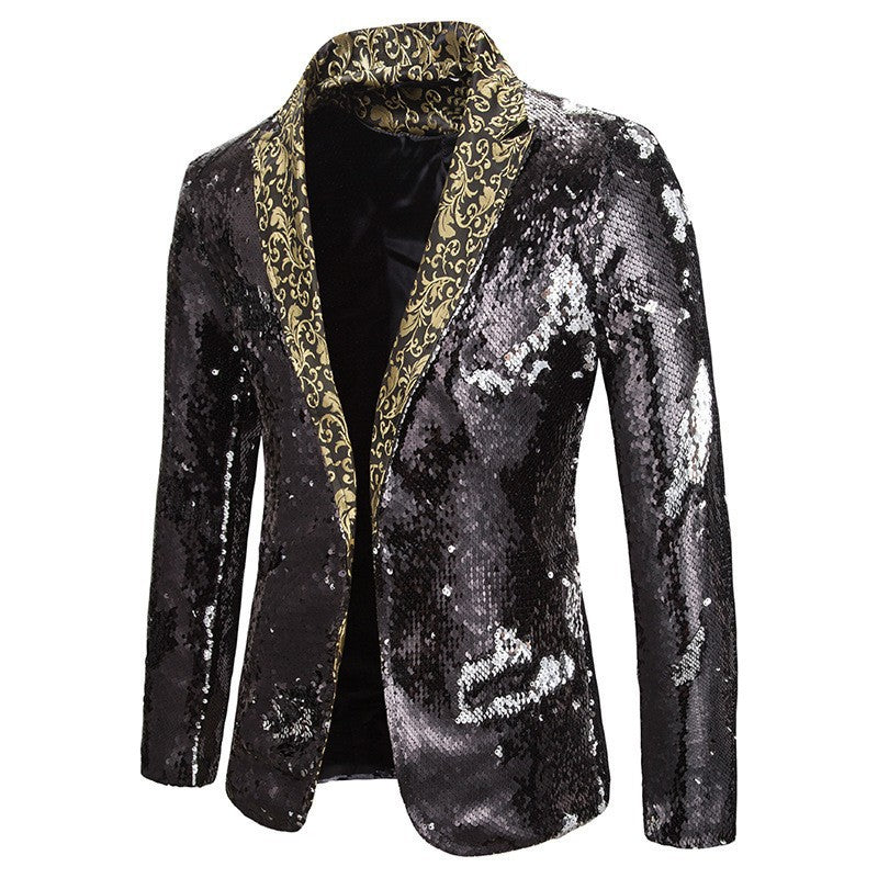 Herren extravagante Pailletten-Blazerjacke R&B