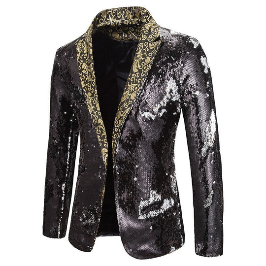 Herren extravagante Pailletten-Blazerjacke R&B