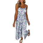 Damen luftiger Jumpsuit mit floralen Mustern und schmalen Trägern R&B