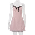 Damen Spaghetti-Trägerkleid mit eleganten Punkten und verstellbaren Riemen R&B