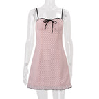 Damen Spaghetti-Trägerkleid mit eleganten Punkten und verstellbaren Riemen R&B