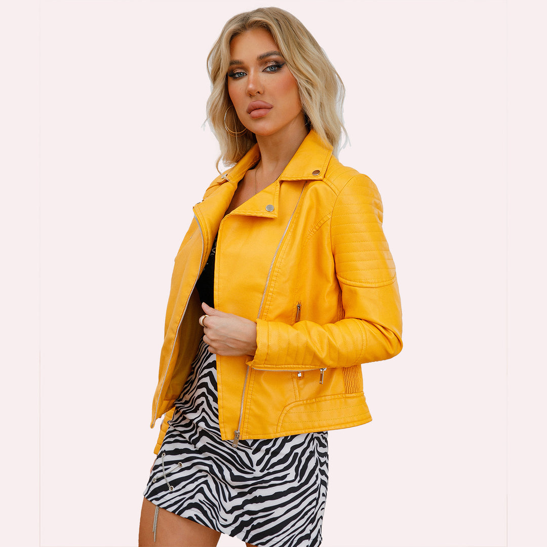 Damen Bikerjacke mit modischen Steppdetails und asymmetrischem Reißverschluss R&B