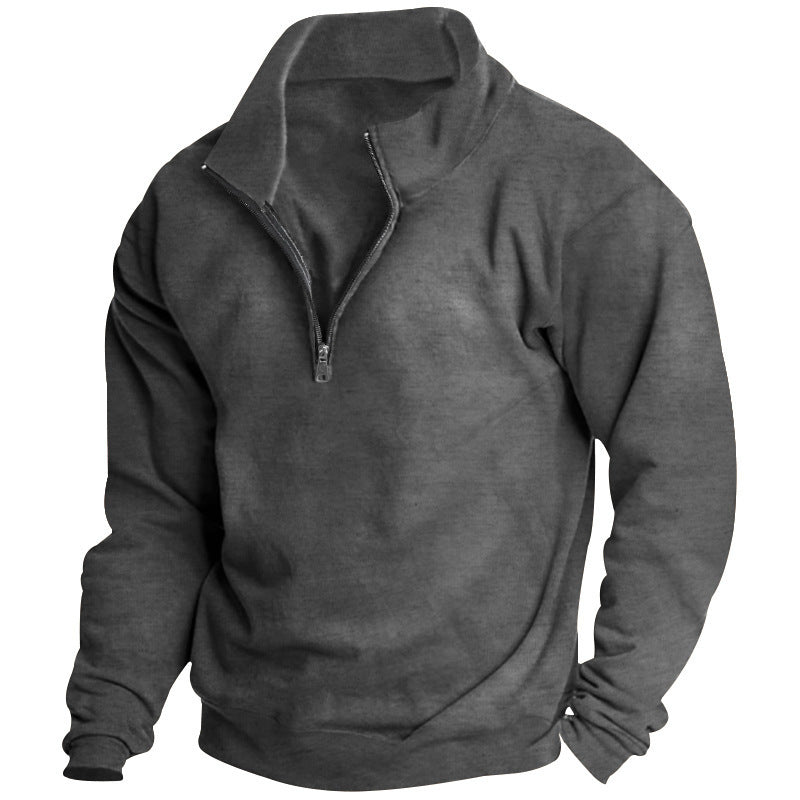 Herren Sportlicher Stehkragenpullover mit Reißverschluss R&B