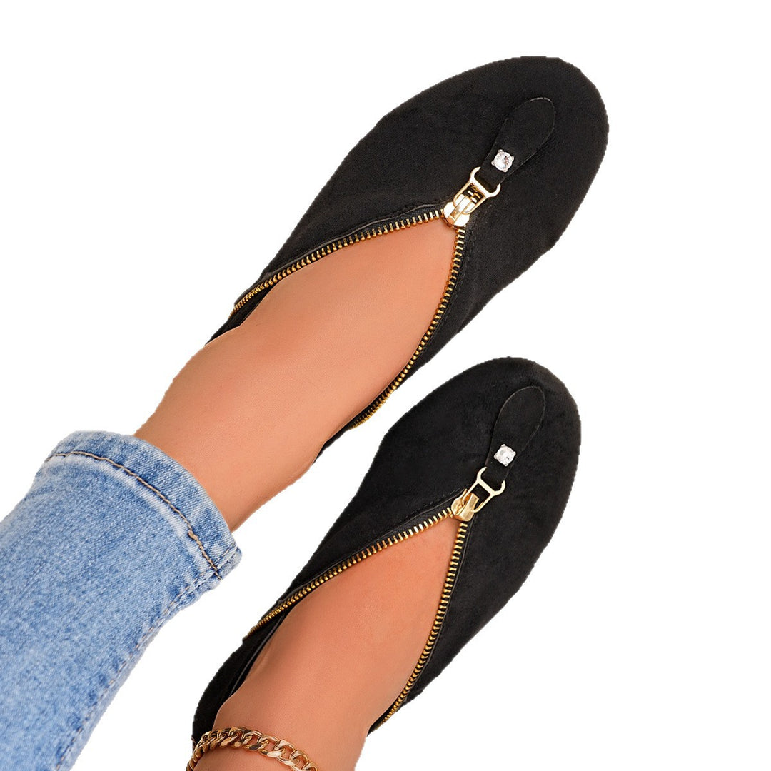 Damen Komfortable Ballerinas mit Reißverschluss R&B