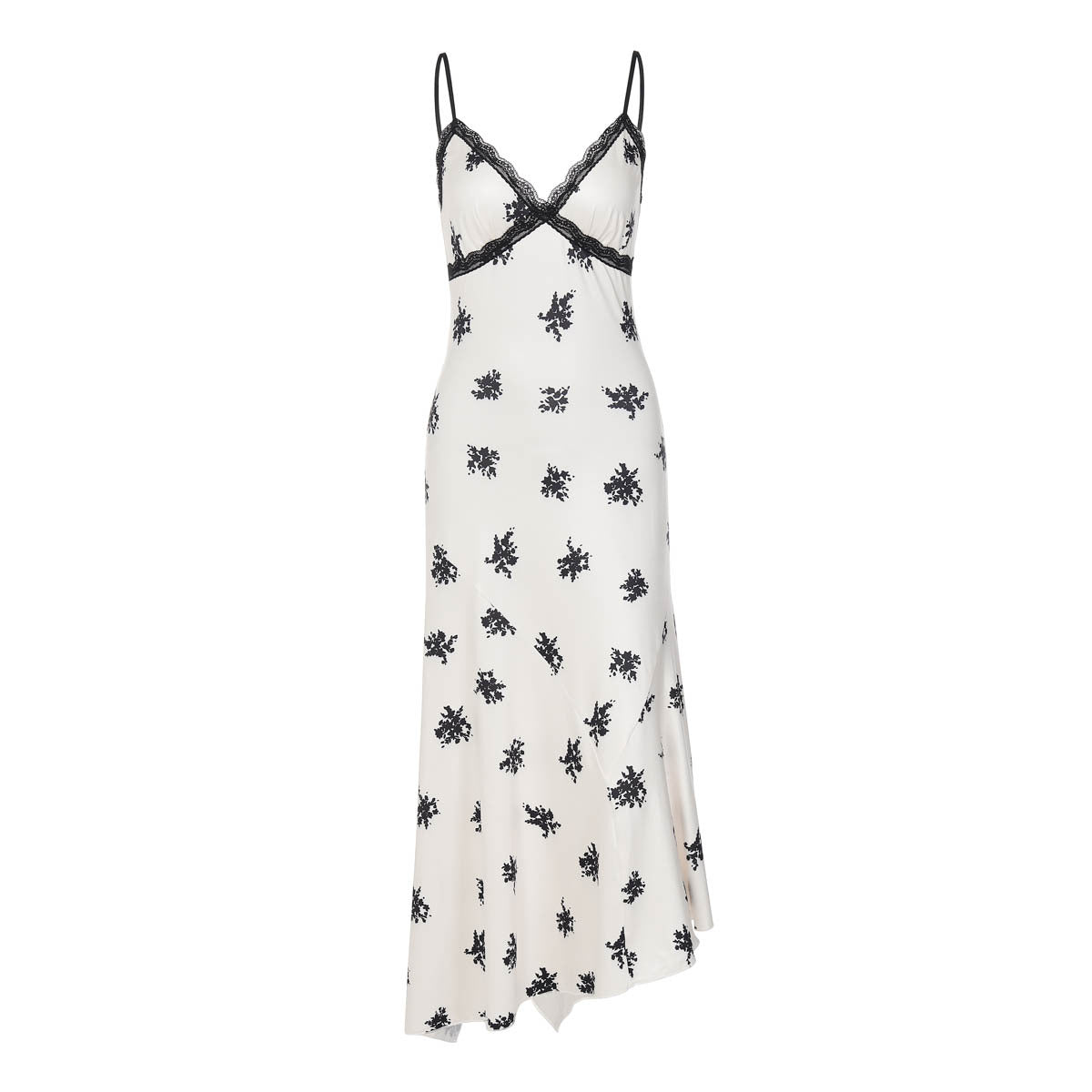 Damen Elegantes Maxikleid mit floralem Relief und feinen Spaghettiträgern R&B