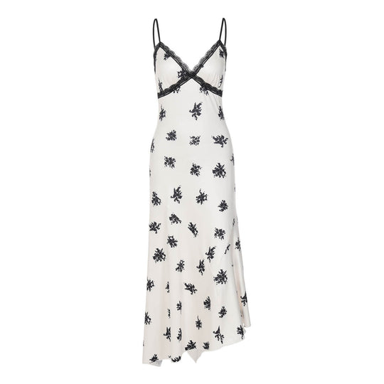 Damen Elegantes Maxikleid mit floralem Relief und feinen Spaghettiträgern R&B