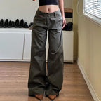Damen weite Cargo-Hosen mit praktischen Taschen und engem Bund R&B