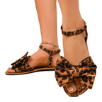 Damen Flache Sandalen mit großem Schleifen-Detail und verstellbaren Riemen R&B