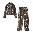 Damen lässige Utility-Jacke mit auffälligem Farbdesign R&B