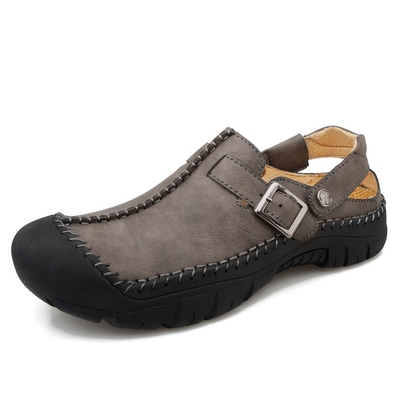 Herren Clogs aus hochwertigem Leder mit komfortablem Riemen und rutschfester Sohle R&B