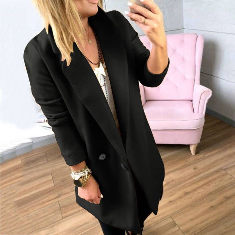 Damen Überlanger, taillierter Mantel mit elegantem Revers und praktischen Taschen R&B