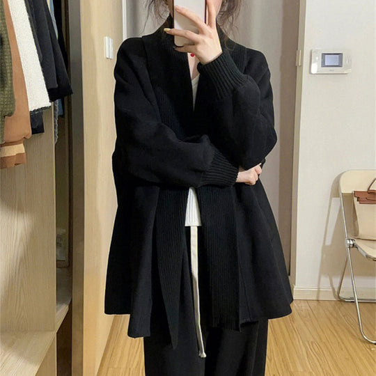Damen Modischer Oversized Cardigan mit strukturiertem Kragen R&B