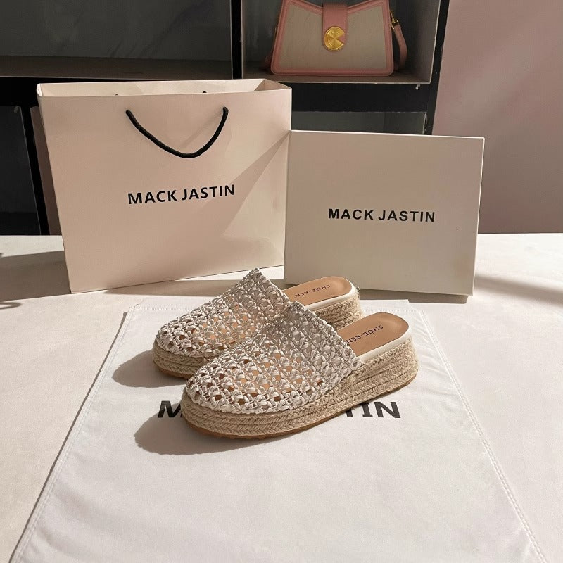 Damen Offene Clogs mit elegantem Geflecht R&B