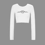 Damen cropped Langarmshirt mit raffinierter Grafik EB