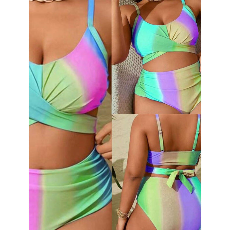 Damen Bikini-Set mit modischer Wickeloptik und hohem Bund R&B