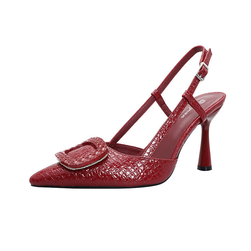 Damen Slingback-Pumps mit elegantem Kranz und schimmerndem Obermaterial