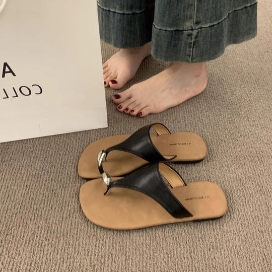 Damen Zehentrenner-Sandalen mit modischen Riemen und komfortablem Fußbett R&B