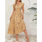 Damen Maxikleid mit floralem Design und voluminösen Ärmeln R&B