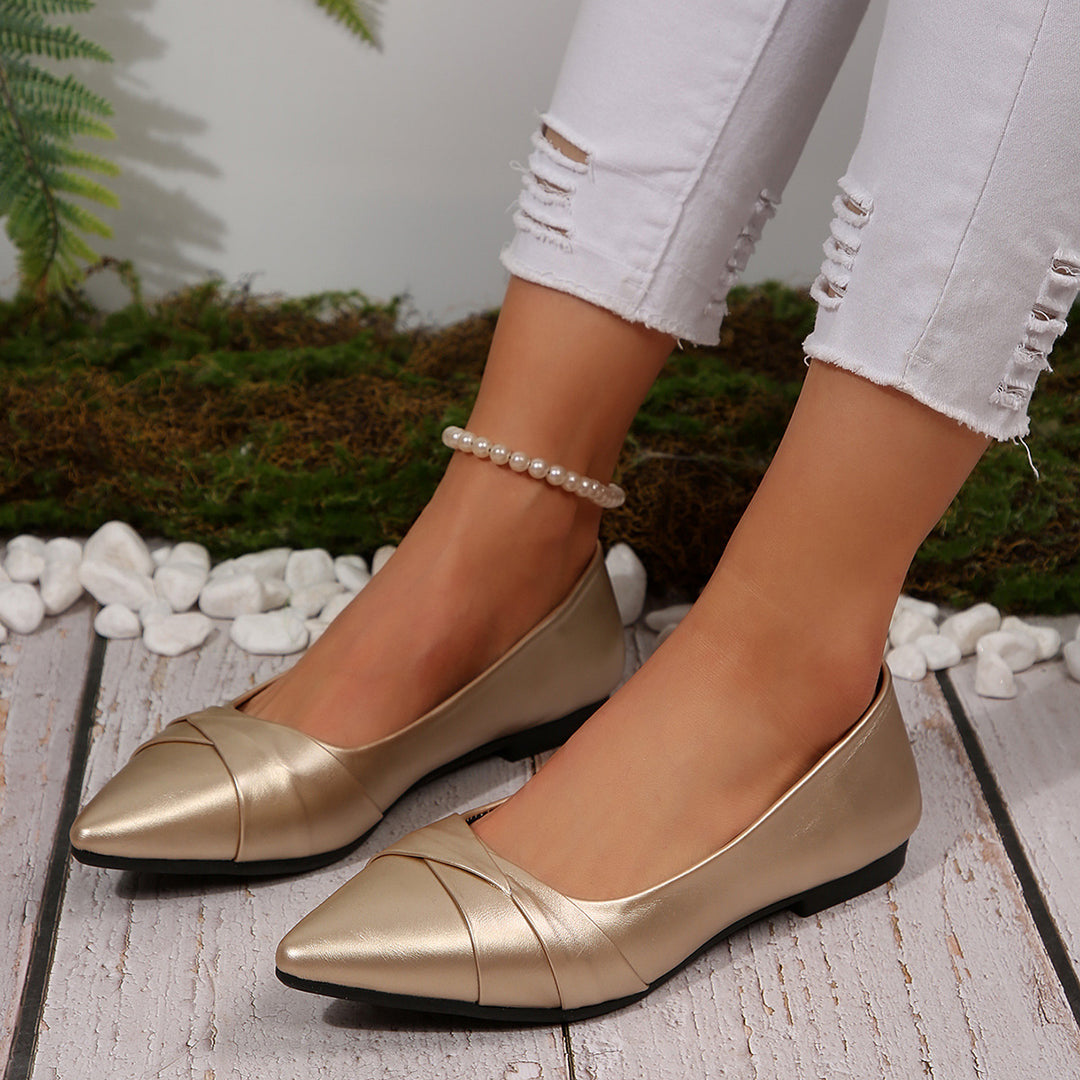 Damen elegante Ballerinas mit raffiniertem Lederoberteil R&B