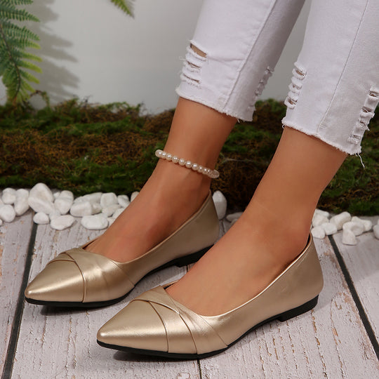 Damen elegante Ballerinas mit raffiniertem Lederoberteil R&B