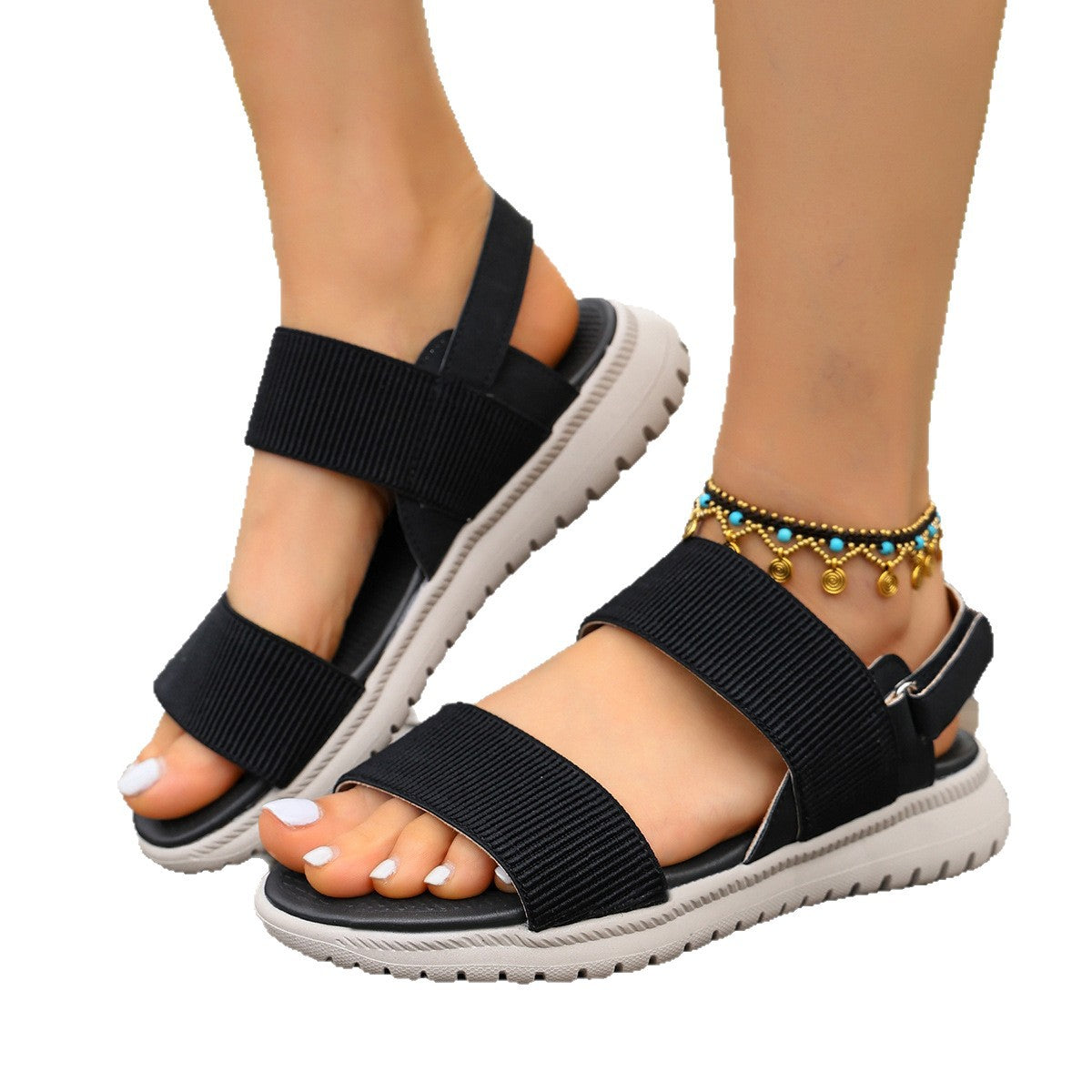 Damen Sportliche Sandalen mit verstellbaren Riemen und rutschfester Sohle R&B