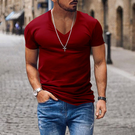 Herren lässiges V-Ausschnitt T-Shirt R&B