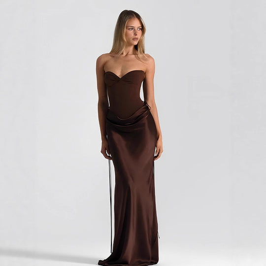 Damen Maxikleid mit elegantem Schnitt und raffinierten Drapierungen R&B
