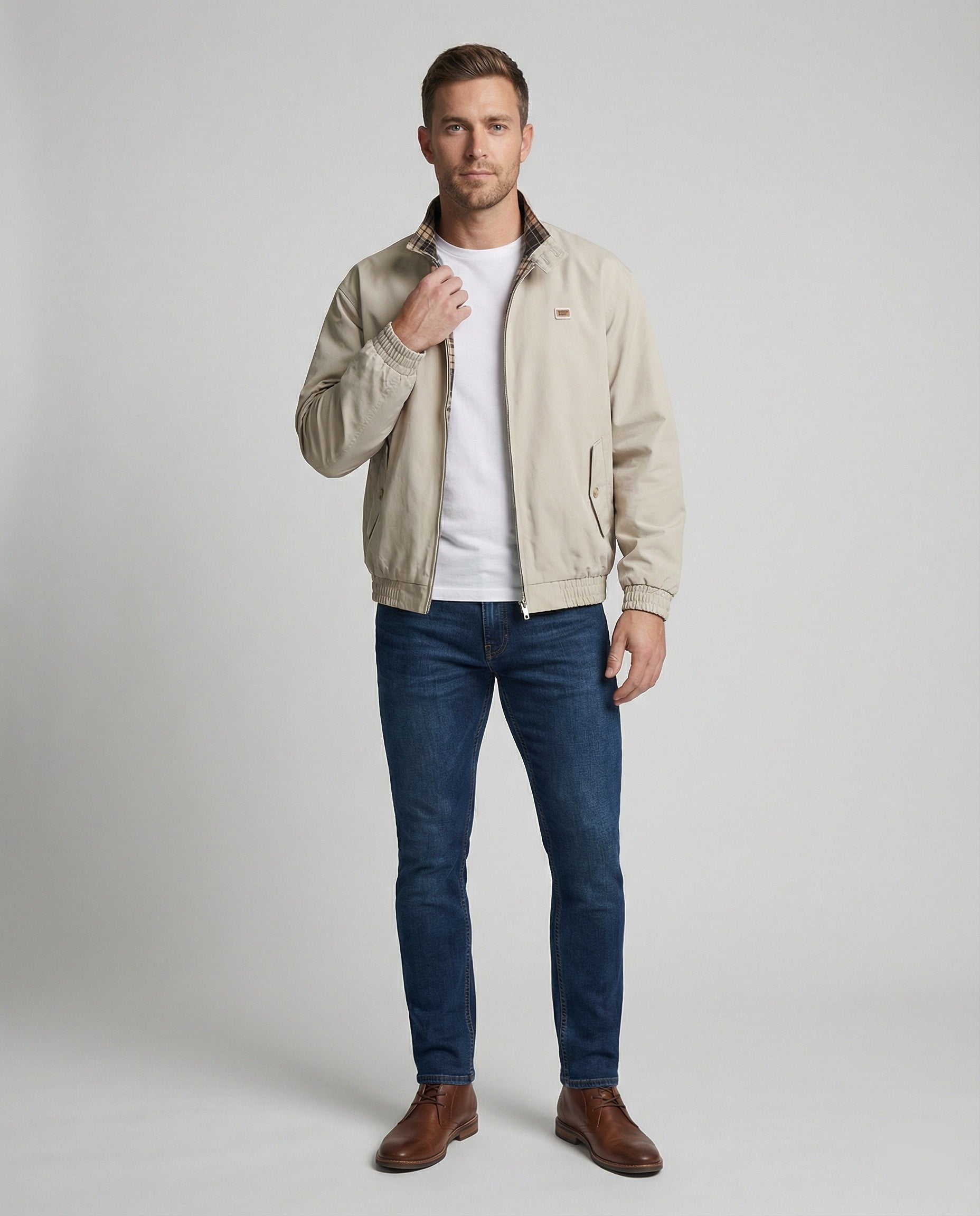 Amerikanische Retro Wendejacke Karomuster Lockerer Unisex Herbstmantel