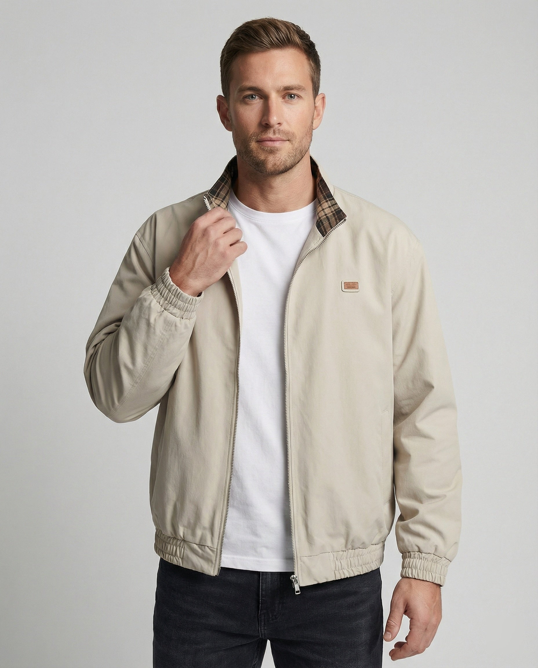 Amerikanische Retro Wendejacke Karomuster Lockerer Unisex Herbstmantel