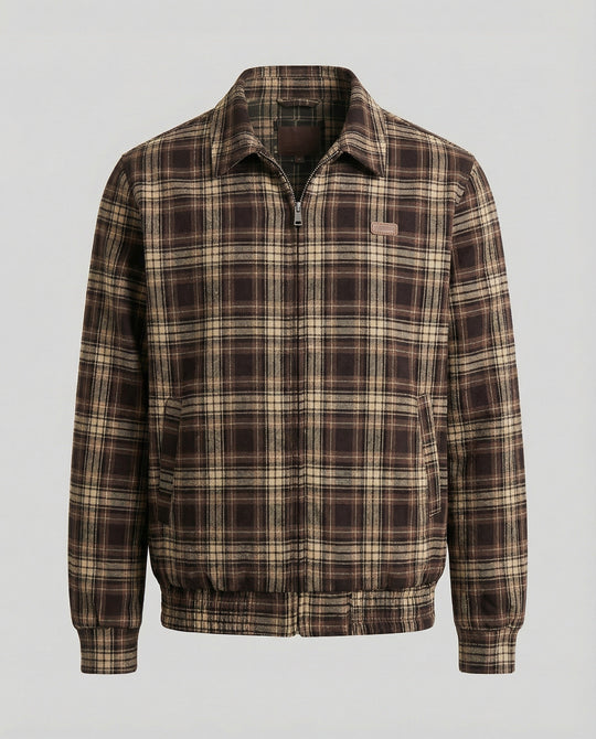 Amerikanische Retro Wendejacke Karomuster Lockerer Unisex Herbstmantel
