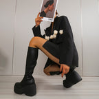 Damen Wedge-Stiefel mit robustem Plateau und modischem Design R&B