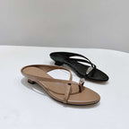 Damen elegante Zehensteg-Sandalen mit modischem Riemendesign und komfortablem Absatz R&B