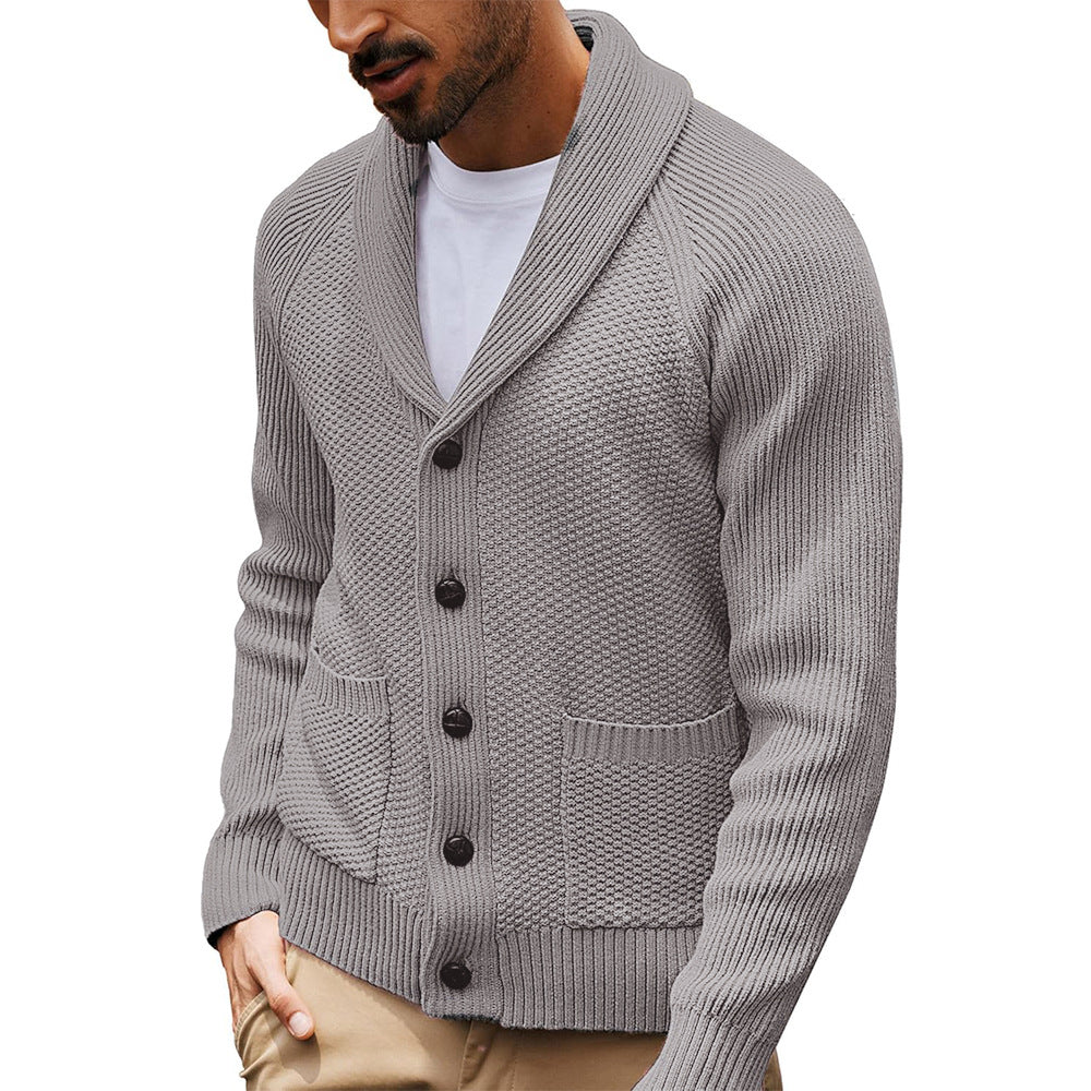 Herren Strickjacke mit Schalkragen und Taschen R&B