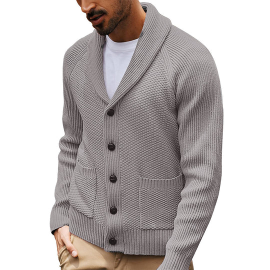 Herren Strickjacke mit strukturiertem Design und praktischem Schalkragen R&B