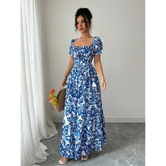 Damen Maxikleid mit quadratischem Ausschnitt und offenen Trägern R&B