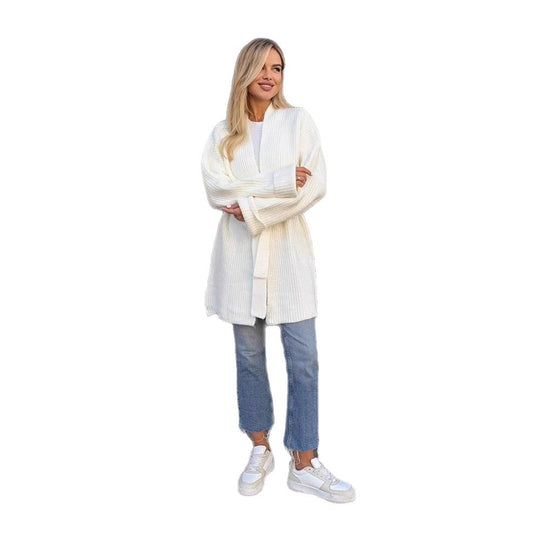 Damen Luxuriöse Strickjacke mit Gürtel R&B