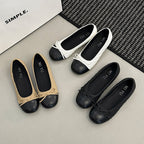 Damen edle Ballerinas mit feinem Schleifendetail und kontrastierendem Zehenbereich R&B