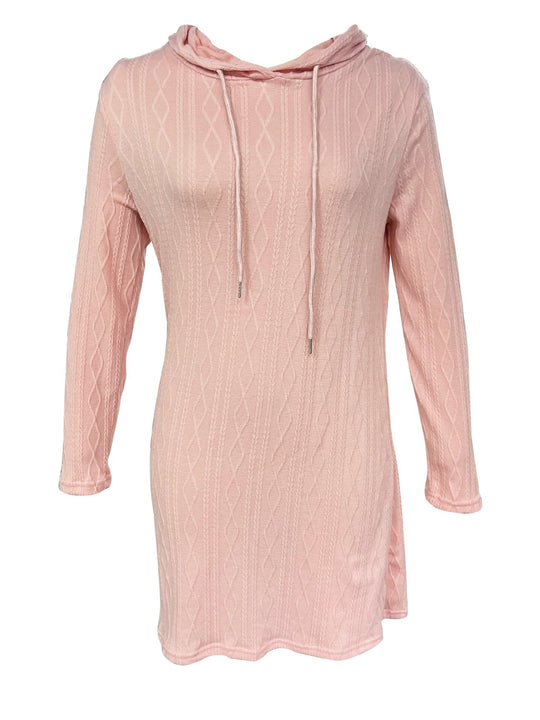 Damen Kapuzenkleid mit strukturiertem Strickmuster und lässigem Schnitt R&B