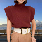 Damen Stricktop mit Stehkragen und Puffärmeln R&B