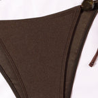 Damen Eleganter Bandeau-Bikini mit dekorativen Perlen R&B