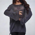 Damen luftiger Oversize-Strickpullover mit weitem Schnitt und transparentem GewR&Be R&B