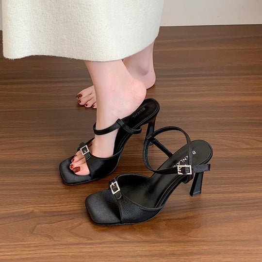 Damen elegante High Heel Sandalen mit transparentem Riemendesign R&B